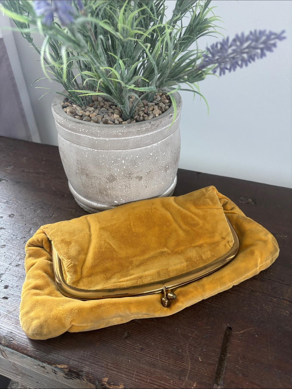 Vintage 1950s INGBER Mustard Velvet Kiss-Lock Frame Clutch – Estate Find!